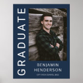 ネイビーモダンブルーフォトボーイ卒業 ポスター (正面)
