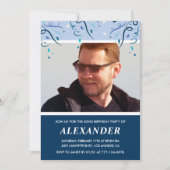 ネイビーモダンブルーフォトマン62歳の誕生日 招待状 (正面)