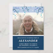 ネイビーモダンブルーフォトマン76歳の誕生日 招待状 (正面)