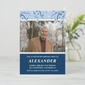 ネイビーモダンブルーフォトマン89歳の誕生日 招待状 (スタンド正面)