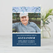 ネイビーモダンブルーフォトマン94歳の誕生日 招待状 (スタンド正面)