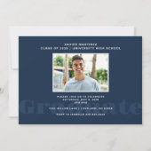 ネイビーモダンブルーフォト卒業パーティー招待状 招待状 (裏面)