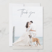 ネイビーモダンブルーフォト結婚のサンキューカード サンキューカード (正面)