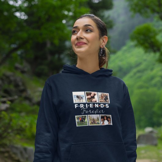 ネイビーモダンブルーフレンズForever Photo Collage パーカ