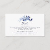 ネイビーモダンブルーフローラの結婚葉の詳細 エンクロージャーカード (正面)