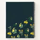 ネイビーモダンブルーフローラルパターンモノグラム ノートブック (裏面)