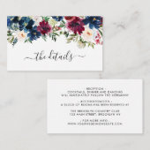 ネイビーモダンブルーブルゴーニュフローラ結婚ズ詳細 エンクロージャーカード (正面/裏面)