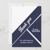 ネイビーモダンブルーホワイトエレガントシック誕生日 サンキューカード (正面)
