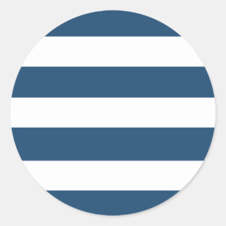 ネイビーモダンブルーホワイトストライプパターン ラウンドシール