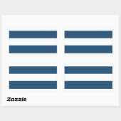 ネイビーモダンブルーホワイトストライプパターン 長方形シール (シート)