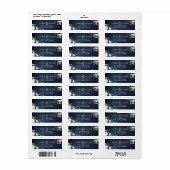 ネイビーモダンブルーホワイトフローラ差出人住所ラベル ラベル (フルシート)