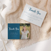 ネイビーモダンブルーホワイト卒業サンキューカード 招待状