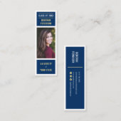 ネイビーモダンブルーホワイト卒業写真インサート コーリングカード (正面/裏面)