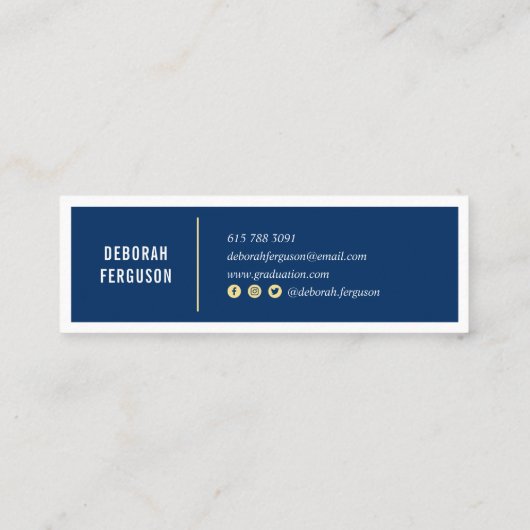 ネイビーモダンブルーホワイト卒業写真インサート コーリングカード (裏面)