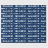 ネイビーモダンブルーホワイト名前をカスタムする文字誕生日 ラッピングペーパー (フラット)