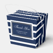 ネイビーモダンブルーホワイト金ゴールド結婚ズ・サンキュー フェイバーボックス (裏面サイド)
