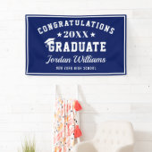 ネイビーモダンブルーホワイト2024卒業パーティー 横断幕 (インサイチュ)