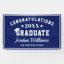 ネイビーモダンブルーホワイト2024卒業パーティー 横断幕