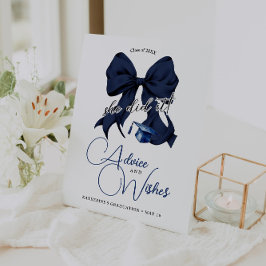 ネイビーモダンブルーボウ卒業アドバイス&ウィッシュ 台座サイン