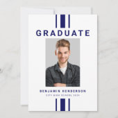 ネイビーモダンブルーボーイ写真卒業 案内状 (正面)