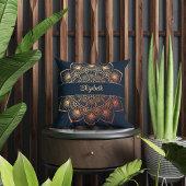 ネイビーモダンブルーマンダラ名前をカスタムする クッション