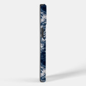 ネイビーモダンブルーマーブルシルバーグリッターモノグラム Case-Mate iPhoneケース (裏面 / 右)