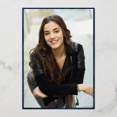 ネイビーモダンブルーマーブル卒業パーティー金ゴールド 箔招待状 (裏面)