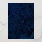 ネイビーモダンブルーマーブル卒業パーティー金ゴールド 箔招待状 (裏面)