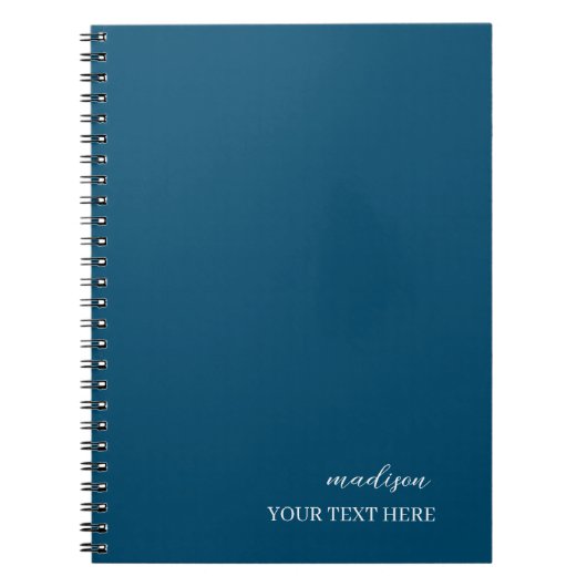 ネイビーモダンブルーミニマリスト手書 ノートブック (正面)