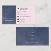 ネイビーモダンブルーミニマルのロゴソーシャルメディア 名刺 (正面/裏面)