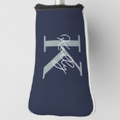 ネイビーモダンブルーモノグラムスクリプト ゴルフヘッドカバー (回転90)