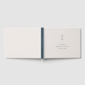 ネイビーモダンブルーモノグラムミックスマッチ結婚ズ ゲストブック (全面)