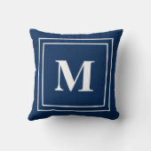 ネイビーモダンブルーモノグラム クッション (裏面)