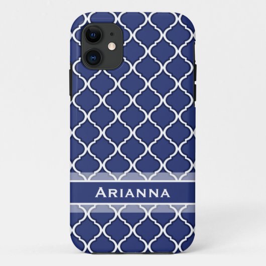 ネイビーモダンブルーモロッコトレリス Case-Mate iPhoneケース (裏面)