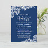 ネイビーモダンブルーレースのリハ結婚ーサルディナー 招待状 (スタンド正面)