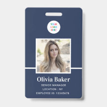 ネイビーモダンブルーロゴセキュリティ従業員の写真