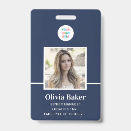 ネイビーモダンブルーロゴセキュリティ従業員の写真 バッジ