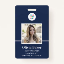 ネイビーモダンブルーロゴセキュリティ従業員の写真