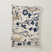 ネイビーモダンブルーワイルドフラワー アクセントクッション (裏面(縦))