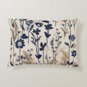 ネイビーモダンブルーワイルドフラワー アクセントクッション (裏面)