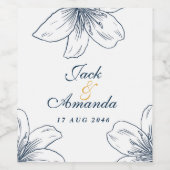 ネイビーモダンブルーワインボトルシール&ラベル ワインラベル (シングルラベル)