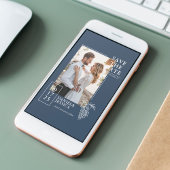 ネイビーモダンブルー写真結婚式の日付を保存 セーブザデート