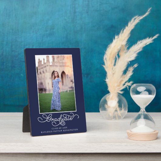ネイビーモダンブルー卒業写真記念 フォトプラーク (側面)