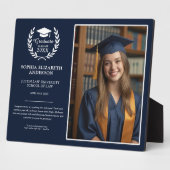 ネイビーモダンブルー卒業写真&エンブレムメモリ フォトプラーク (側面)