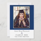 ネイビーモダンブルー卒業 案内状 (正面)