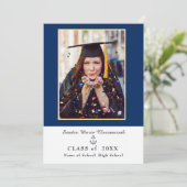 ネイビーモダンブルー卒業 案内状 (スタンド正面)