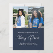 ネイビーモダンブルー学年&写真卒業 案内状 (裏面)