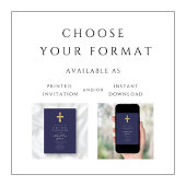 ネイビーモダンブルー宗教少年ファースト・コミュニオン 招待状