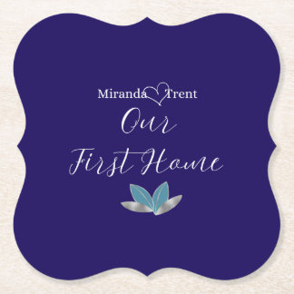 ネイビーモダンブルー引っ越し祝いパーティーコースター ペーパーコースター