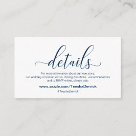 ネイビーモダンブルー書道の結婚詳細 エンクロージャーカード